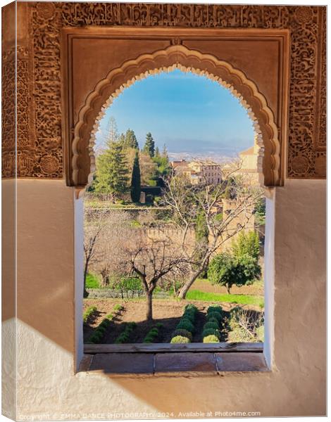 The Gardens of the Alhambra Palace, Granada, Spain Canvas Print by EMMA DANCE PHOTOGRAPHY