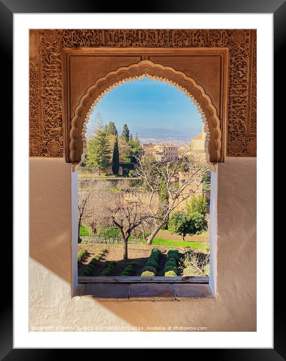 The Gardens of the Alhambra Palace, Granada, Spain Framed Mounted Print by EMMA DANCE PHOTOGRAPHY