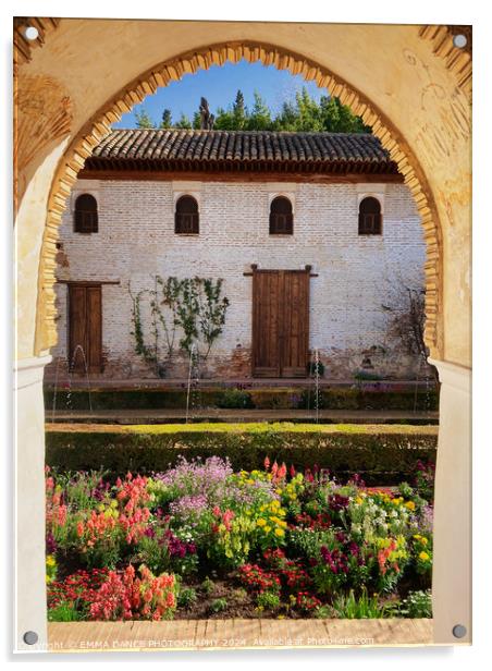 The Gardens of the Alhambra Palace, Granada, Spain Acrylic by EMMA DANCE PHOTOGRAPHY