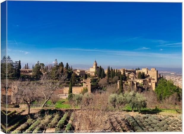The Gardens of the Alhambra Palace, Granada, Spain Canvas Print by EMMA DANCE PHOTOGRAPHY
