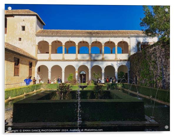 The Gardens of the Alhambra Palace, Granada, Spain Acrylic by EMMA DANCE PHOTOGRAPHY