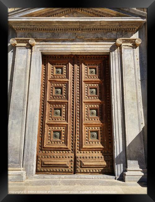 Doorway to Charles V Palace in the Alhambra Palace, Granada Framed Print by EMMA DANCE PHOTOGRAPHY