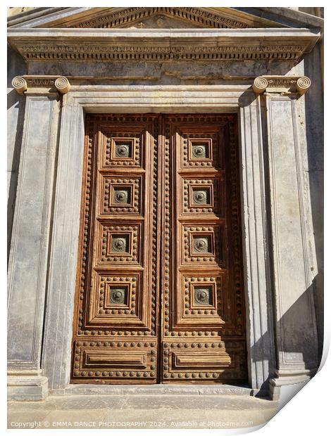 Doorway to Charles V Palace in the Alhambra Palace, Granada Print by EMMA DANCE PHOTOGRAPHY