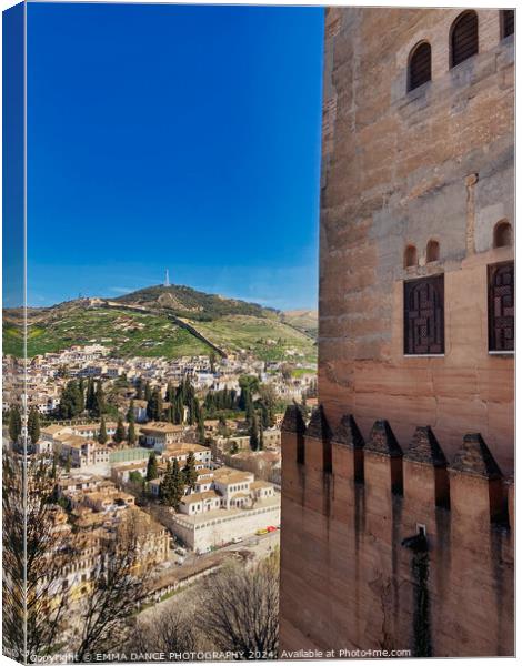 Views of Sacromonte from The Alhambra Palace, Granada, Spain Canvas Print by EMMA DANCE PHOTOGRAPHY