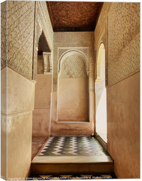The Architecture of the Alhambra Palace, Granada, Spain Canvas Print by EMMA DANCE PHOTOGRAPHY
