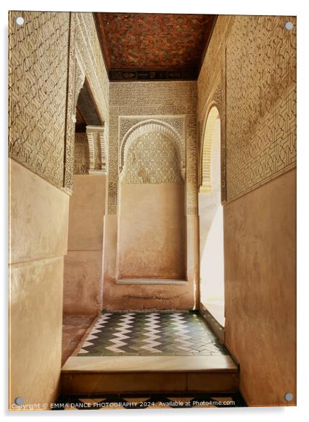 The Architecture of the Alhambra Palace, Granada, Spain Acrylic by EMMA DANCE PHOTOGRAPHY
