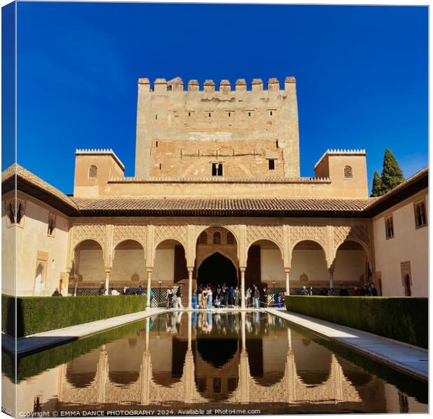 Court of the Myrtles, Nasrid Palace, Granada, Spain Canvas Print by EMMA DANCE PHOTOGRAPHY