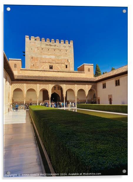 Court of the Myrtles, Nasrid Palace, Granada, Spain Acrylic by EMMA DANCE PHOTOGRAPHY