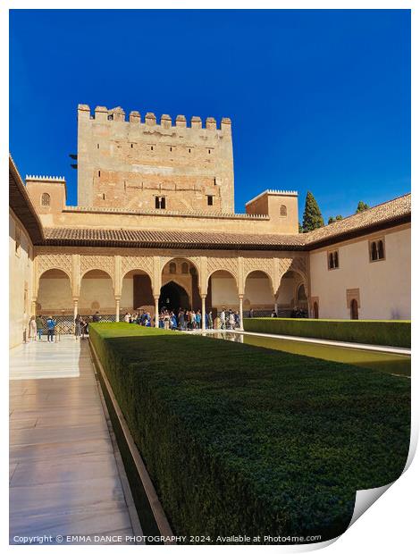 Court of the Myrtles, Nasrid Palace, Granada, Spain Print by EMMA DANCE PHOTOGRAPHY