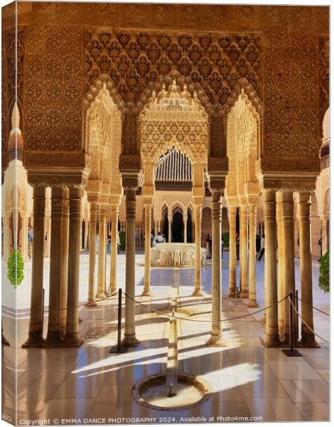 Patio of the Lions, The Nasrid Palace, Granada, Spain Canvas Print by EMMA DANCE PHOTOGRAPHY