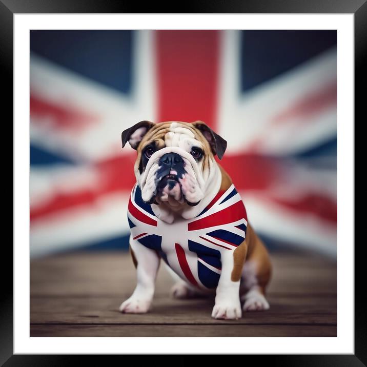 Union Flag and British Bulldog Framed Mounted Print by Anne Macdonald