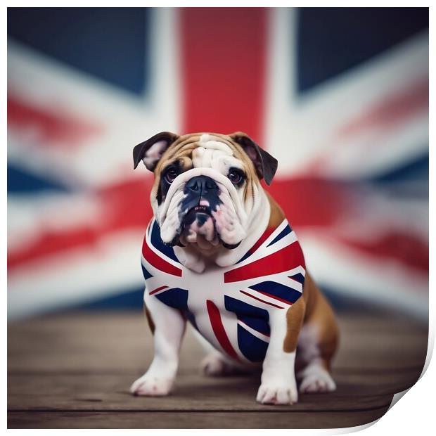 Union Flag and British Bulldog Print by Anne Macdonald