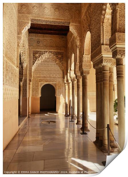 Patio of the Lions, The Nasrid Palace, Granada, Sp Print by EMMA DANCE PHOTOGRAPHY