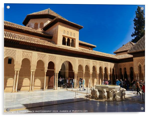 Patio of the Lions, The Nasrid Palace, Granada, Spain Acrylic by EMMA DANCE PHOTOGRAPHY