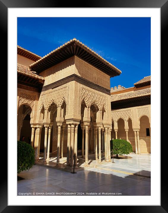 Patio of the Lions, The Nasrid Palace, Granada, Spain Framed Mounted Print by EMMA DANCE PHOTOGRAPHY