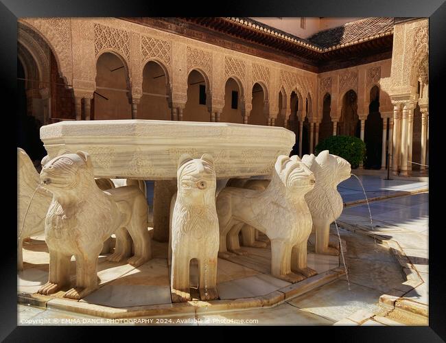 Patio of the Lions, The Nasrid Palace, Granada, Spain Framed Print by EMMA DANCE PHOTOGRAPHY