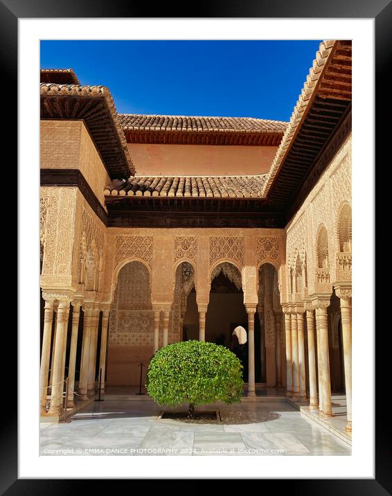Patio of the Lions, The Nasrid Palace, Granada, Spain Framed Mounted Print by EMMA DANCE PHOTOGRAPHY