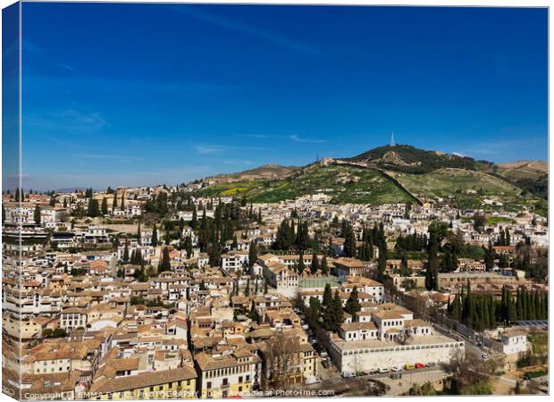 Views of Sacromonte from The Alhambra Palace, Granada, Spain Canvas Print by EMMA DANCE PHOTOGRAPHY