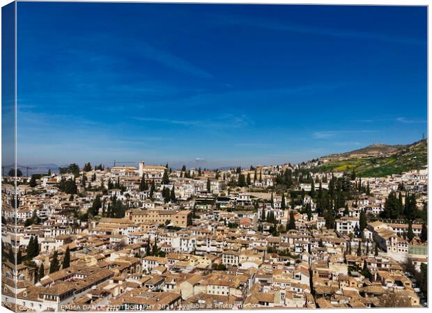 Views of Albaicín from The Alhambra Palace, Granada, Spain Canvas Print by EMMA DANCE PHOTOGRAPHY