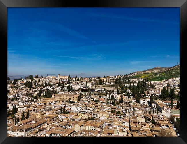 Views of Albaicín from The Alhambra Palace, Granada, Spain Framed Print by EMMA DANCE PHOTOGRAPHY