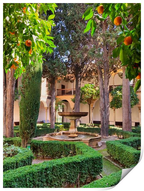 Daraxa's Garden, The Alhambra Palace, Granada, Spain Print by EMMA DANCE PHOTOGRAPHY