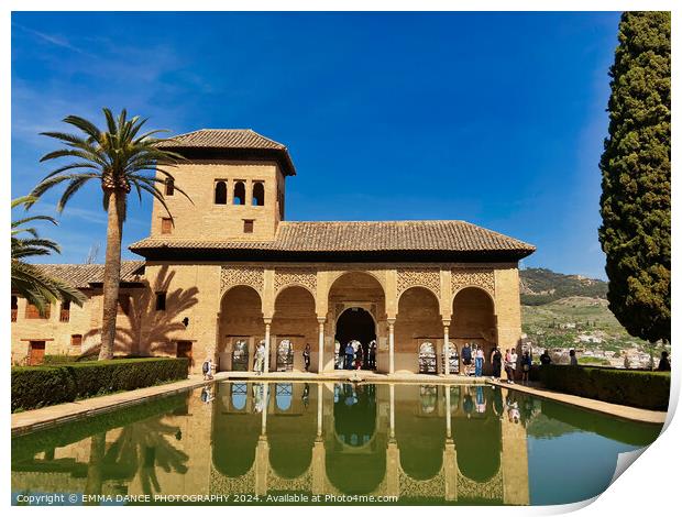 The Partal Palace, Granada, Spain Print by EMMA DANCE PHOTOGRAPHY