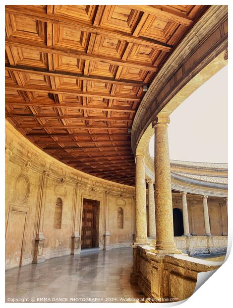 The Charles V Palace in the Alhambra Palace, Grana Print by EMMA DANCE PHOTOGRAPHY