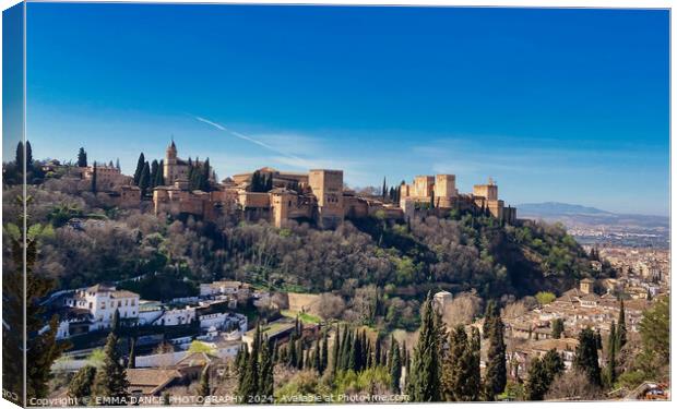 The Alhambra Palace, Granada, Spain Canvas Print by EMMA DANCE PHOTOGRAPHY
