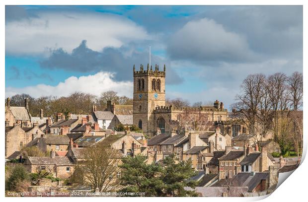 St Marys Parish Church and part of The Bank, Barnard Castle Print by Richard Laidler