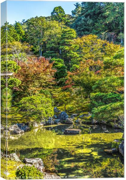 Fall Leaves Garden Ginkakuji Silver Pavilion Buddhist Temple Kyo Canvas Print by William Perry