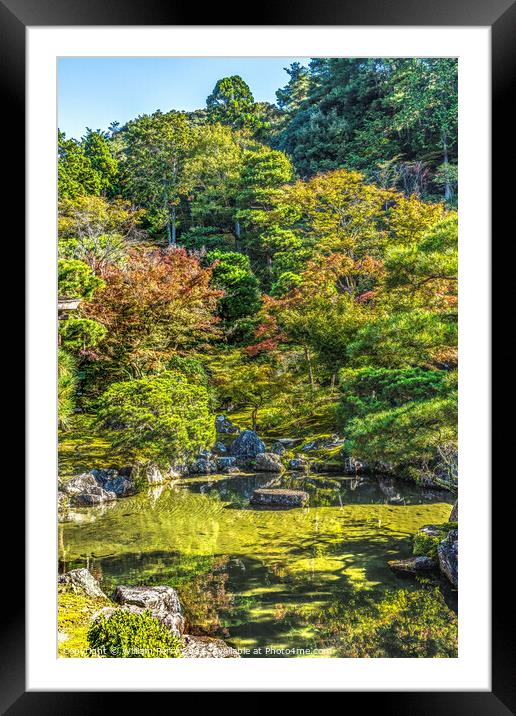 Fall Leaves Garden Ginkakuji Silver Pavilion Buddhist Temple Kyo Framed Mounted Print by William Perry