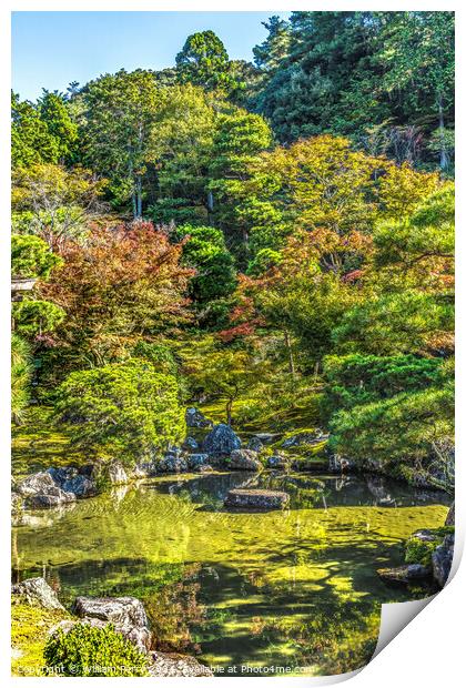 Fall Leaves Garden Ginkakuji Silver Pavilion Buddhist Temple Kyo Print by William Perry