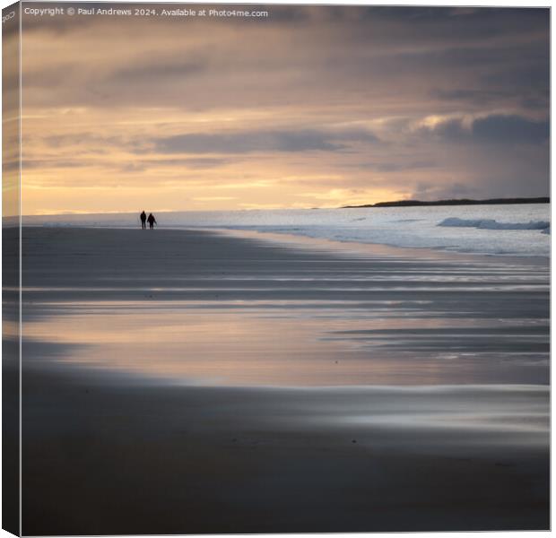 Luskentyre 'Sunset Stroll' Canvas Print by Paul Andrews