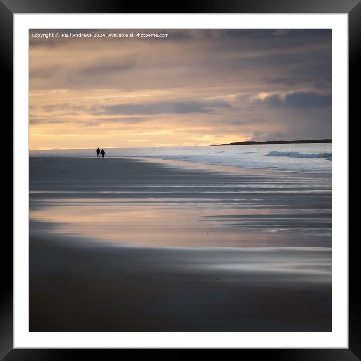 Luskentyre 'Sunset Stroll' Framed Mounted Print by Paul Andrews