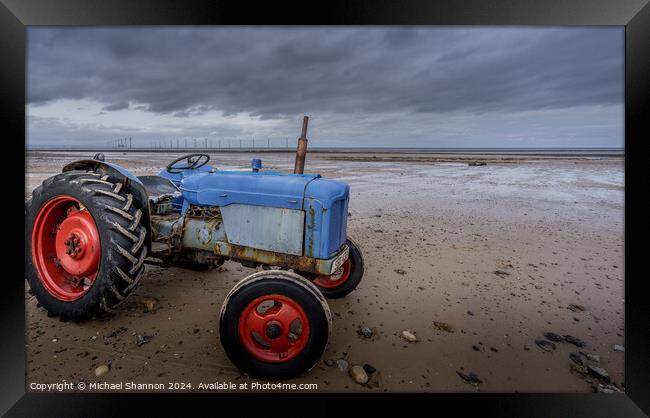 Old Tractor, Redcar Beach Framed Print by Michael Shannon