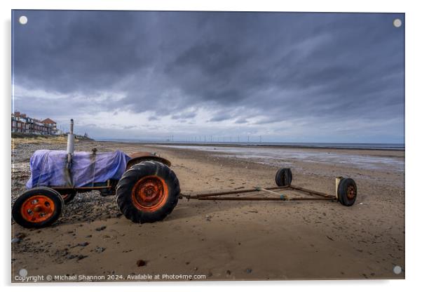 Tractor Granville Beach Redcar Acrylic by Michael Shannon