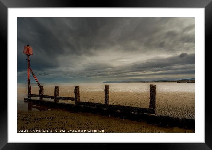 Wooden Groynes, Redcar Beach Framed Mounted Print by Michael Shannon