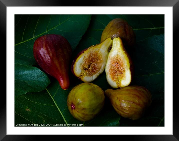 Sweet Figs on Leaves Framed Mounted Print by Angelo DeVal