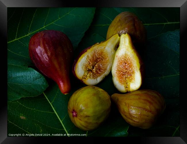 Sweet Figs on Leaves Framed Print by Angelo DeVal