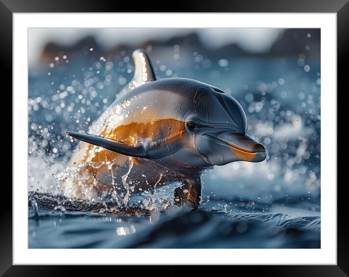 Oceanic Dolphin Framed Mounted Print by Steve Smith