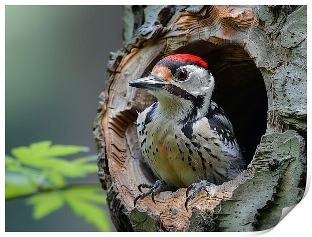 Greated Spotted Woodpecker Print by Steve Smith