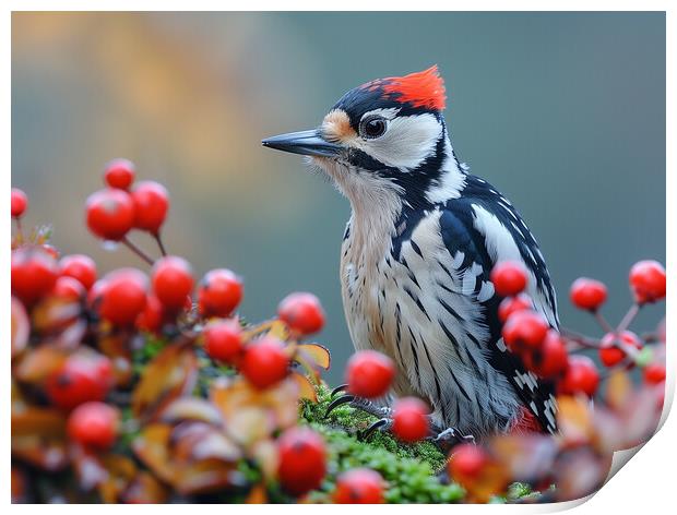 Greated Spotted Woodpecker Print by Steve Smith