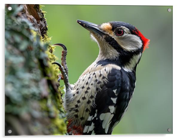 Greated Spotted Woodpecker Acrylic by Steve Smith