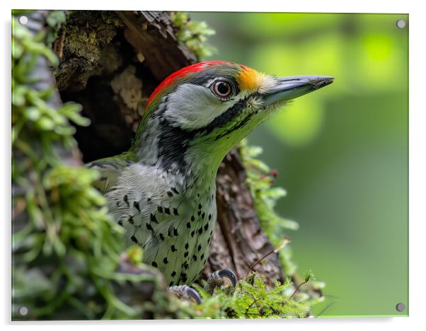 Green Woodpecker Acrylic by Steve Smith