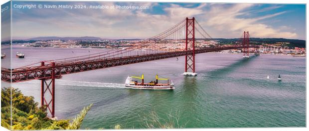 The 25th April Bridge, Lisbon, Portgual   Canvas Print by Navin Mistry