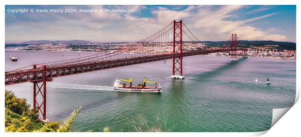 The 25th April Bridge, Lisbon, Portgual   Print by Navin Mistry