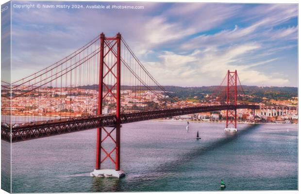 The 25th April Bridge, Lisbon, Portgual  Canvas Print by Navin Mistry