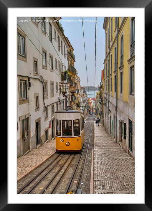 Ascensor da Bica, Barrio Alto, Lisbon, Portugal  Framed Mounted Print by Navin Mistry