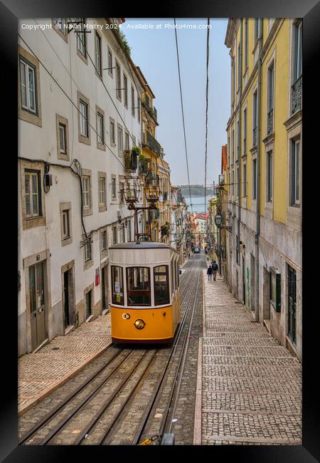 Ascensor da Bica, Barrio Alto, Lisbon, Portugal  Framed Print by Navin Mistry