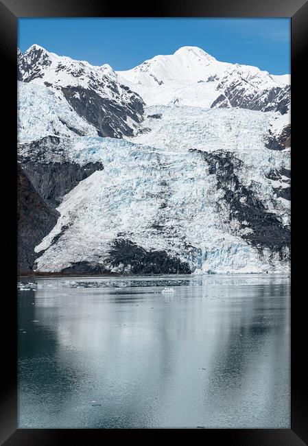 Tidewater Glacier reflected in the calm waters of College Fjord, Alaska, USA Framed Print by Dave Collins
